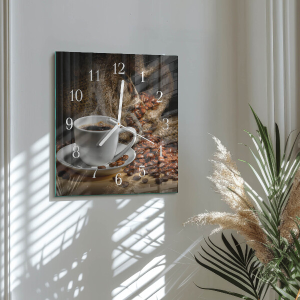 Wanduhr quadratisch Kaffee