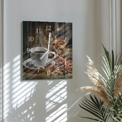 Wanduhr quadratisch Kaffee