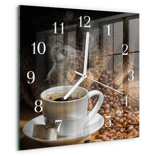 Wanduhr quadratisch Kaffee
