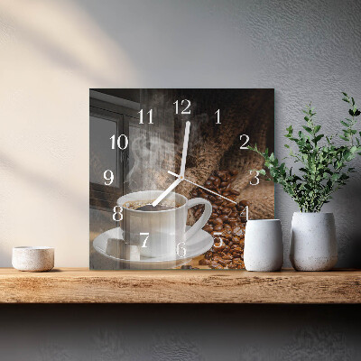 Wanduhr quadratisch Kaffee