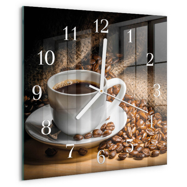 Wanduhr quadratisch Kaffee
