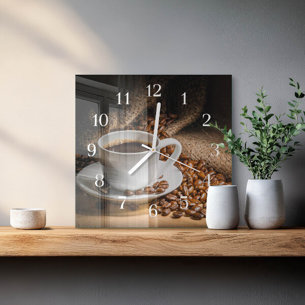 Wanduhr quadratisch Kaffee