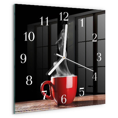 Wanduhr quadratisch Tasse Kaffee