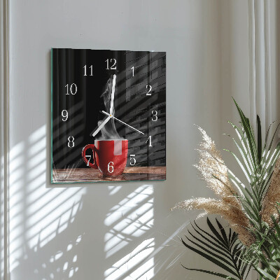 Wanduhr quadratisch Tasse Kaffee