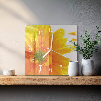 Wanduhr quadratisch Blume