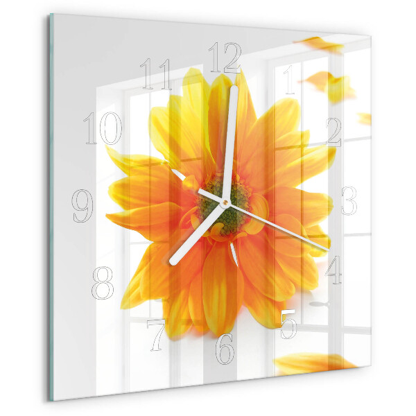 Wanduhr quadratisch Blume