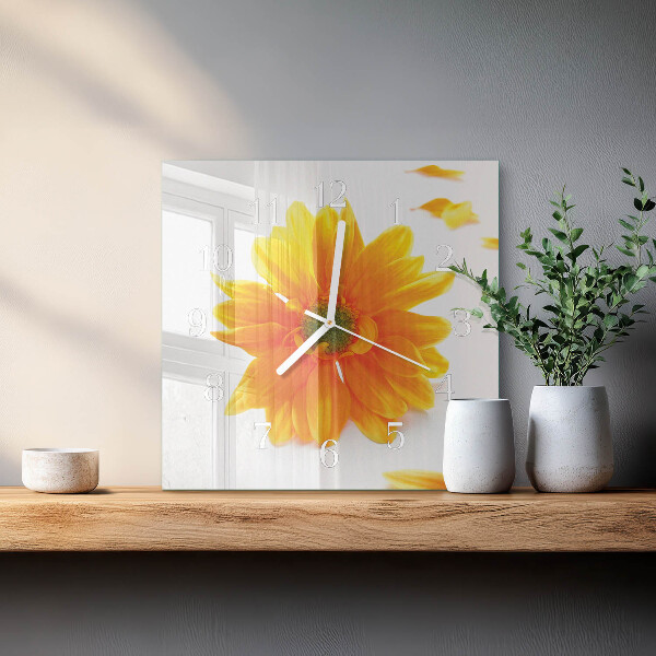Wanduhr quadratisch Blume