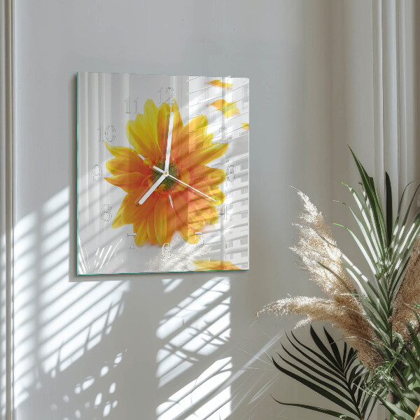 Wanduhr quadratisch Blume