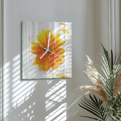Wanduhr quadratisch Blume