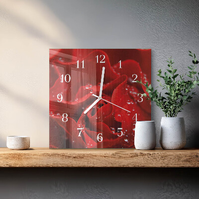 Wanduhr quadratisch Rose