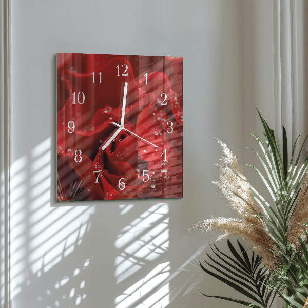 Wanduhr quadratisch Rose