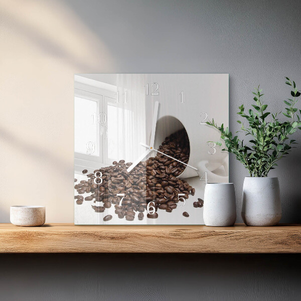 Wanduhr quadratisch Tasse Kaffee