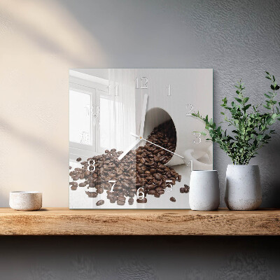 Wanduhr quadratisch Tasse Kaffee