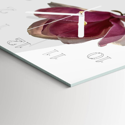 Wanduhr quadratisch Magnolienblüte