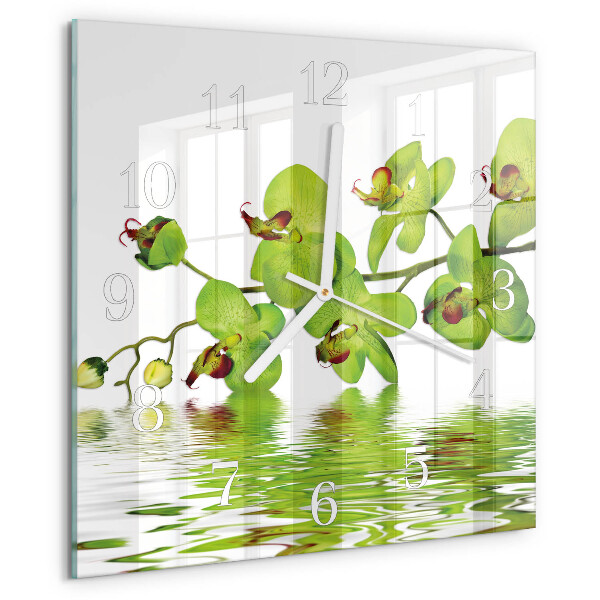 Wanduhr quadratisch Orchidee