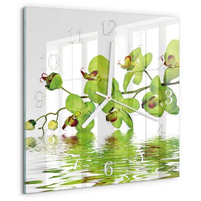 Wanduhr quadratisch Orchidee