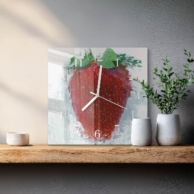 Wanduhr quadratisch Erdbeere