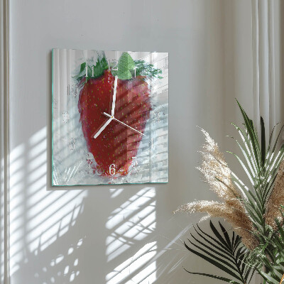 Wanduhr quadratisch Erdbeere