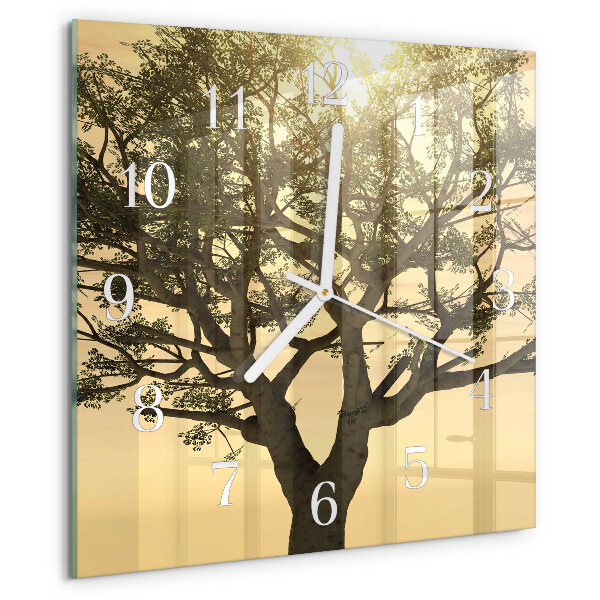 Wanduhr quadratisch Baum