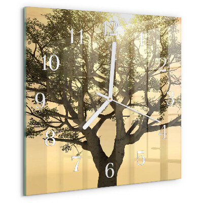 Wanduhr quadratisch Baum