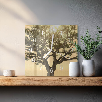 Wanduhr quadratisch Baum