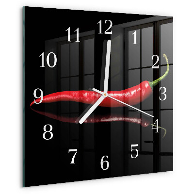 Wanduhr quadratisch Chili-Pfeffer
