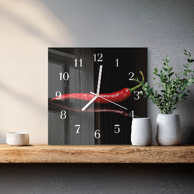 Wanduhr quadratisch Chili-Pfeffer