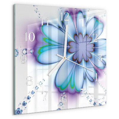 Wanduhr quadratisch Blume
