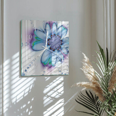 Wanduhr quadratisch Blume
