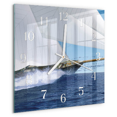 Wanduhr quadratisch Segelboot
