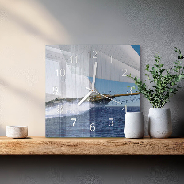 Wanduhr quadratisch Segelboot