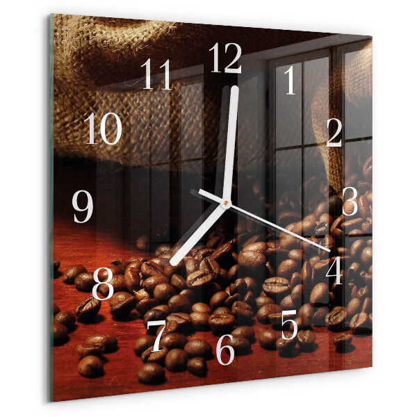 Wanduhr quadratisch Kaffeebohnen
