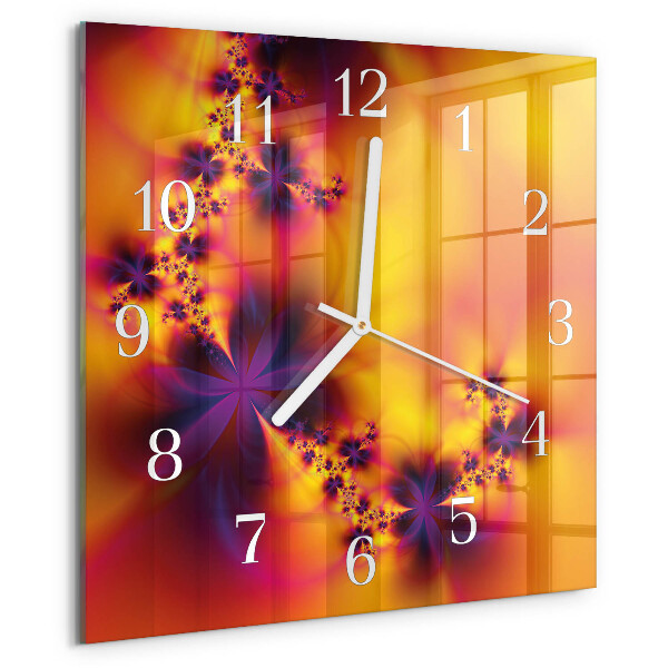 Wanduhr quadratisch Blumen