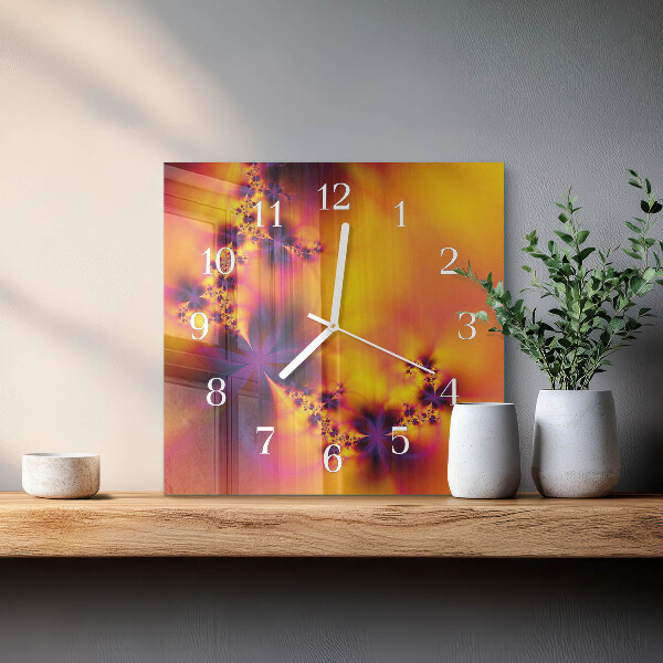Wanduhr quadratisch Blumen