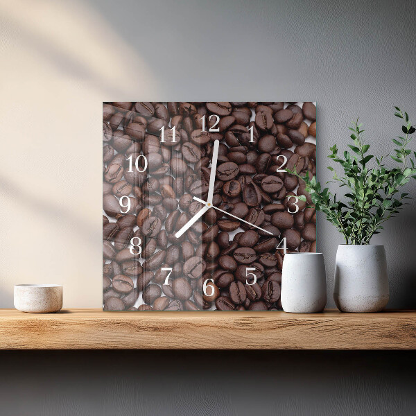 Wanduhr quadratisch Kaffeebohnen