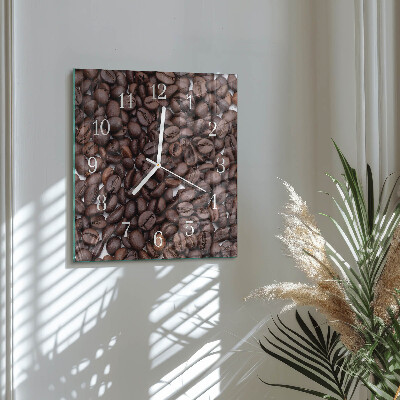 Wanduhr quadratisch Kaffeebohnen