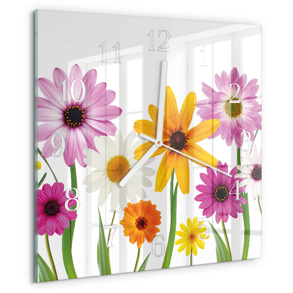 Wanduhr quadratisch Blumen