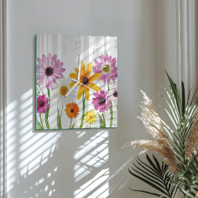 Wanduhr quadratisch Blumen