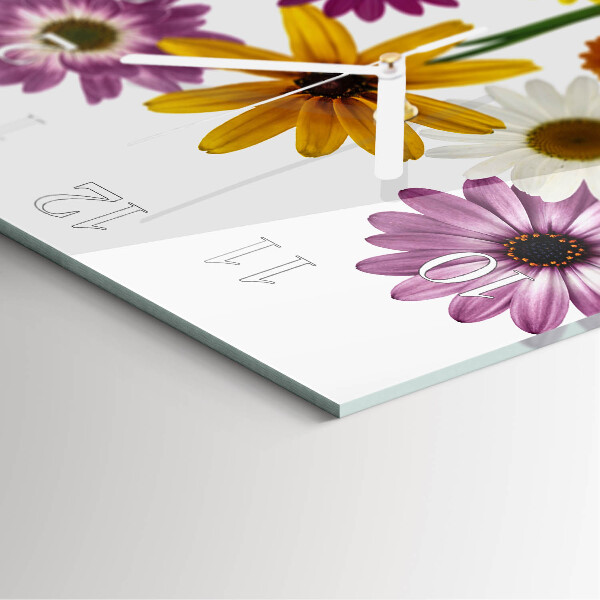Wanduhr quadratisch Blumen
