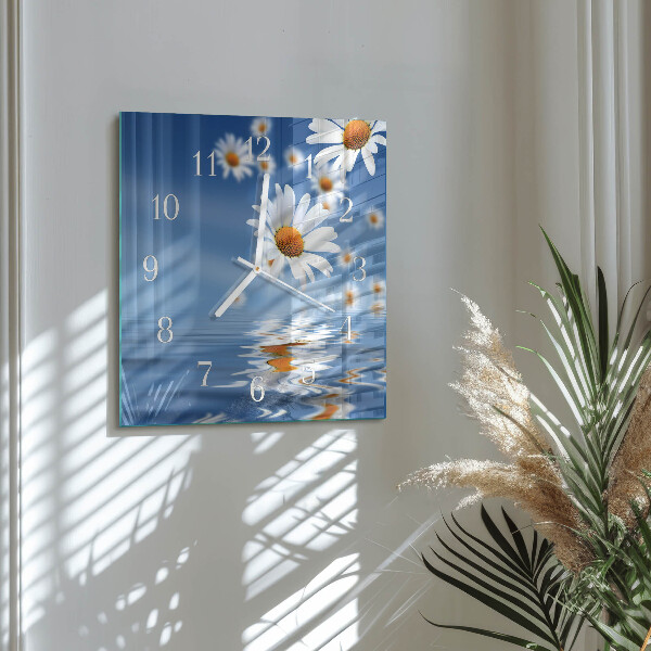 Wanduhr quadratisch Blume