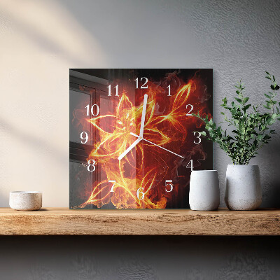 Wanduhr quadratisch Feuerblume