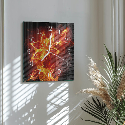 Wanduhr quadratisch Feuerblume