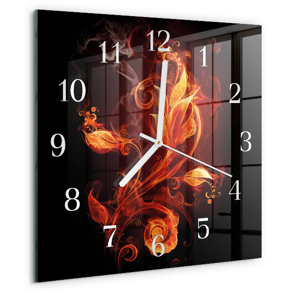 Wanduhr quadratisch Feuerblume