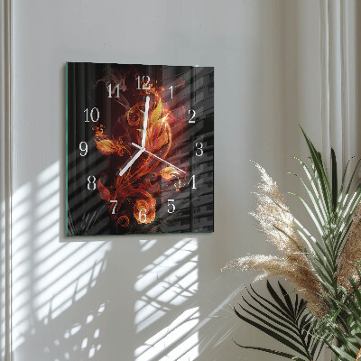 Wanduhr quadratisch Feuerblume
