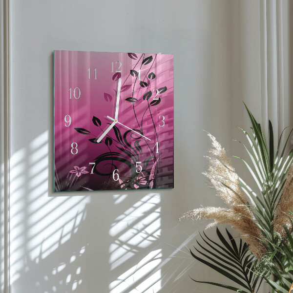 Wanduhr quadratisch Blumenkunst