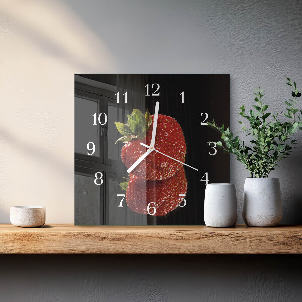 Wanduhr quadratisch Erdbeere