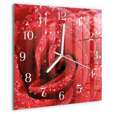 Wanduhr quadratisch Rose