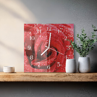 Wanduhr quadratisch Rose