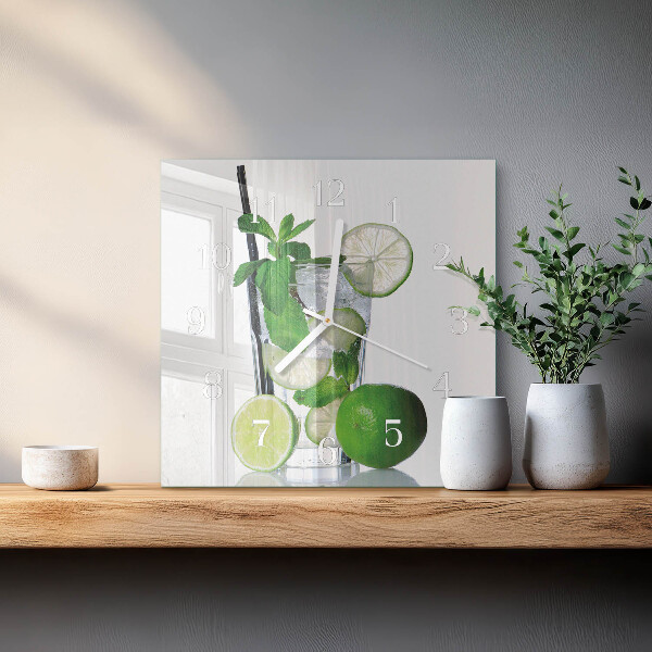 Wanduhr quadratisch Limette und Minze