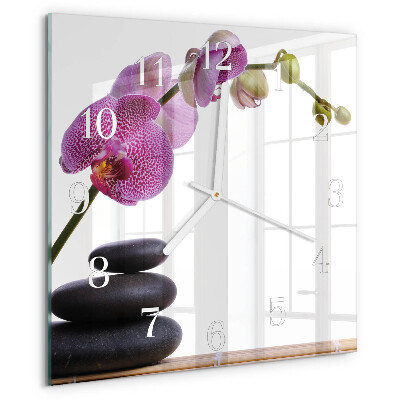 Wanduhr quadratisch Orchidee